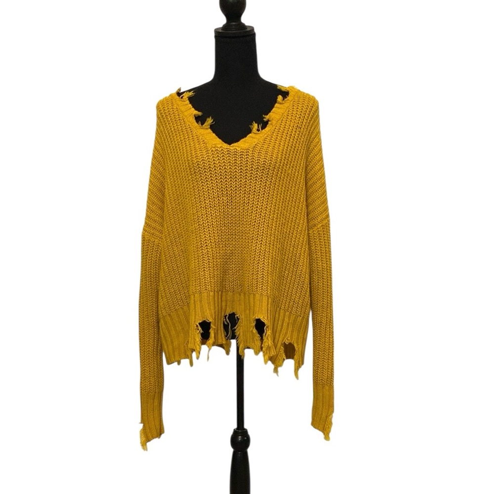 Wonderly Distressed Mustard Sweater M